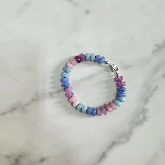 Ombre Jade Gemstone Beaded Hand Knotted Bracelet Silver Plated Clasp - Picture 4 of 7